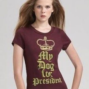 Juicy couture Burgundy maroon tshirt dog president